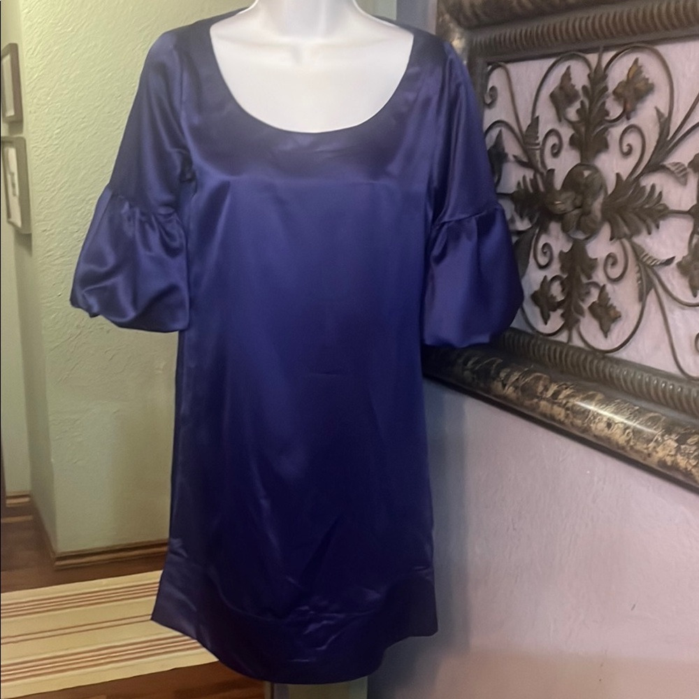 Mixit Deep Blue Satin Dress Mini - Cocktail- statement sleeve Sz XS💚